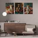 Cheetah Wall Art Set of 3Cool Animal Canvas Poster Prints with Stylish Leopard in Suit and Lounge DcorSafari Animal Artwork Painting for Living Room,Office,Game Room,Bar, Bachelor Pad,Framed16x24in