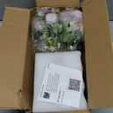 JARELING Artificial Peonies Silk Flowers in Glass Vase Faux Flowers Bouquets Modern Penoy Arrangement 4 Pack for Home Decoration Table Centerpiece (Purple)