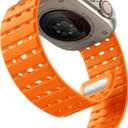 Compatible with Apple Watch Ultra Band 49mm/46mm/45mm/44mm/42mm(3/2/1) Men Women, Rugged Magnetic Silicone Sport Strap for iWatch Ultra2/SE2/SE/10/9/8/7/6/5/4 (Orange)