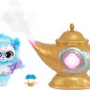 Magic Mixies Magic Genie Lamp with Interactive 8" Blue Plush Toy and 60+ Sounds & Reactions. Unlock a Magic Ring and Reveal a Blue Genie from The Real Misting Lamp. Gifts for Kids, Ages 5+
