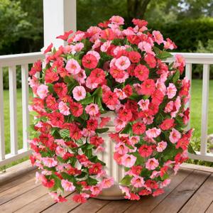 INQCMY Artificial Flowers for Outdoor Spring Summer Decoration Faux Silk Morning Glory Fake Hanging Flowers UV Resistant Look Real for Home Porch (Hot Pink-2B)