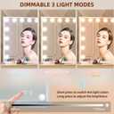 FENCHILIN Vanity Mirror with Lights and Bluetooth Speaker 22.8"x 18.1" Makeup Mirror Lighted Hollywood Mirror with 15 Dimmable LED Bulbs USB Charge Port, 3 Color Lighting Modes Tabletop