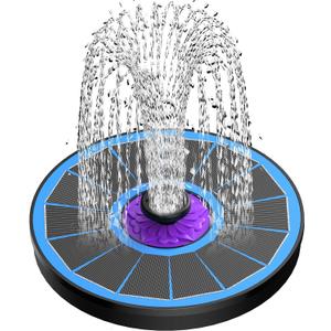 SZMP Solar Fountain 3.5W Bird Bath Fountains with Flower Upgraded Glass Panel, Solar Powered Water Fountain with 7 Nozzle & 4 Fixer, Solar Fountain Pump for Bird Bath, Garden, Pond, Pool (Blue)