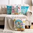 2 x AnyDesign Summer Beach Pillow Cover Funny Gnome Starfish Throw Pillow Case Blue Ocean Beach Cushion Cover for Indoor Outdoor Home Bed Sofa Decoration, 18 x 18 Inch, Set of 4