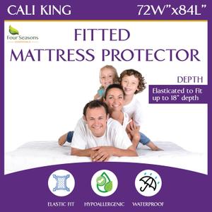 California King Size Waterproof Mattress Protector - Fitted Sheet Style Mattress Cover - Hypoallergenic, Breathable, Noiseless, Protects Against Dust, Allergens