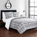 CANNON Cozy Teddy Grey Polyester 2-Piece Twin XL Comforter Set, Plaid, 100% Polyester, for Men and Women, Oeko-TEX Certified Confidence