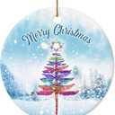Christmas Ornament - Merry Christmas Dragonfly Tree Ceramic Ornament, Dragonfly Ornament, Gift for Nature Lovers, Friends, Family, and Holiday Home Dcor