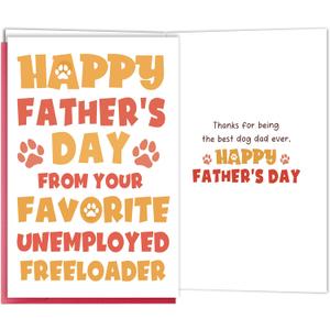 3 x Funny Dog Dad Fathers Day Card, Cute Pet Fathers Day Card Gift from Dog or Cat, Humor Greeting for Husband Boyfriend Pet Owner, Happy Fathers Day Cards for Him