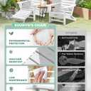 Folding Adirondack Chair with Retractable Ottoman, Weather Resistant Fire Pit Chair Patio Chair with 2 Cup Holder Lawn Outdoor Lounge Chair (White)