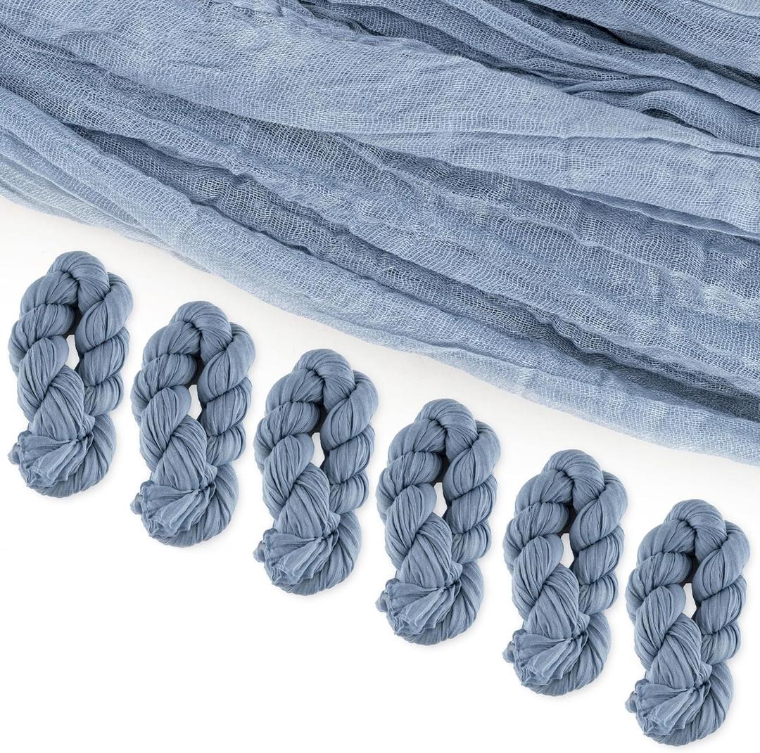 6 Pack Cheese Cloth Table Runners, 10 Foot Cheesecloth Table Runner Boho, Cheesecloth Table Runner 35x120, Blue Cheesecloth Table Runner, Dusty Blue Table Runner, Wedding Arch Draping Fabric