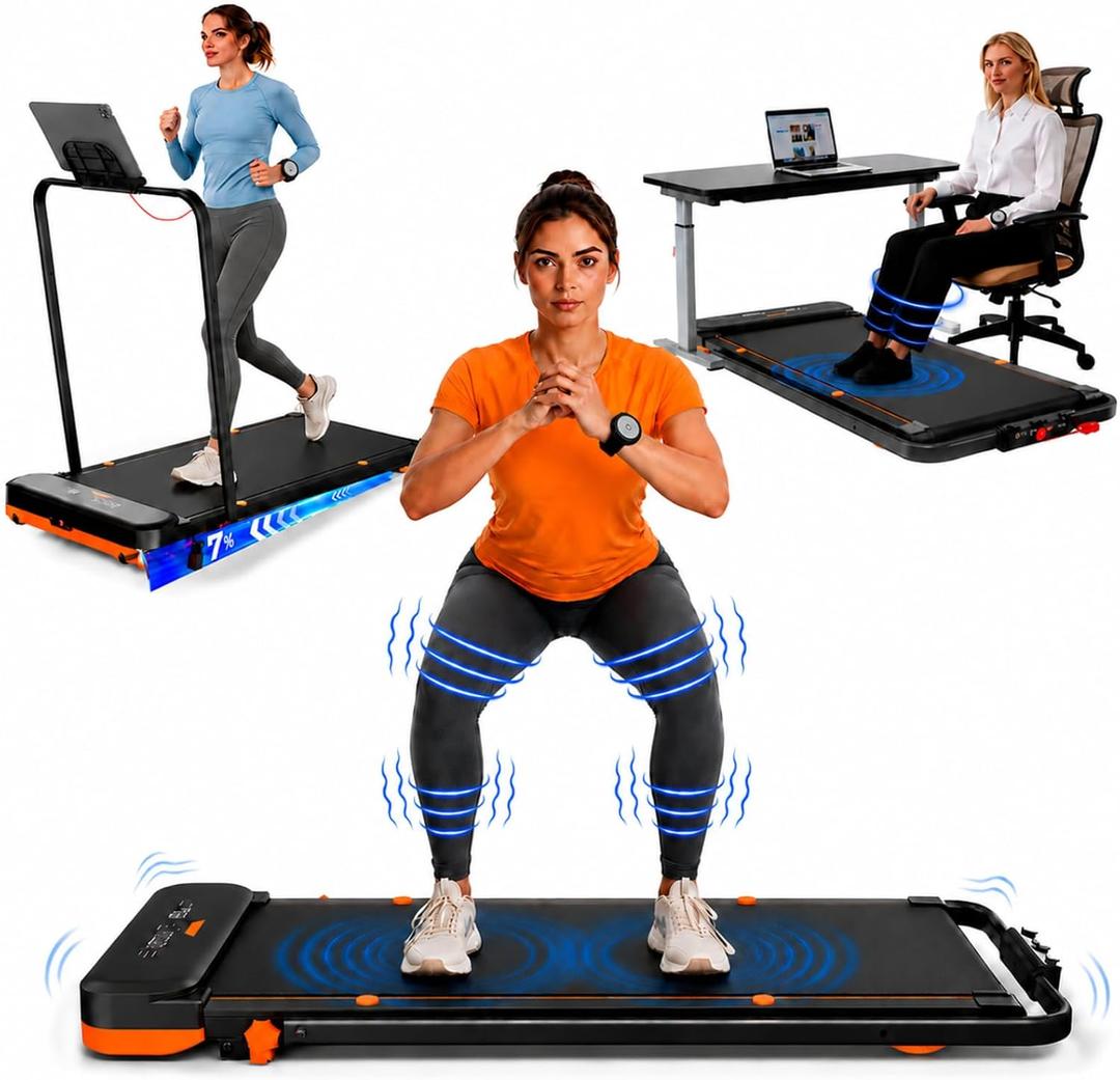 JAGJOG Walking Pad with Vibration & Incline Fat Burning, Under Desk Treadmill for Home Office, Quiet 2.5HP Folding Treadmill with LED Display Tracking, No Assembly