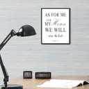 KUVIOKE Bible Inspirational Framed Wall Art Joshua 24:15 As for Me and My House We Will Serve The Lord Positive Rustic Prints Office Home Ready to Hang 8x10in (Black Framed)