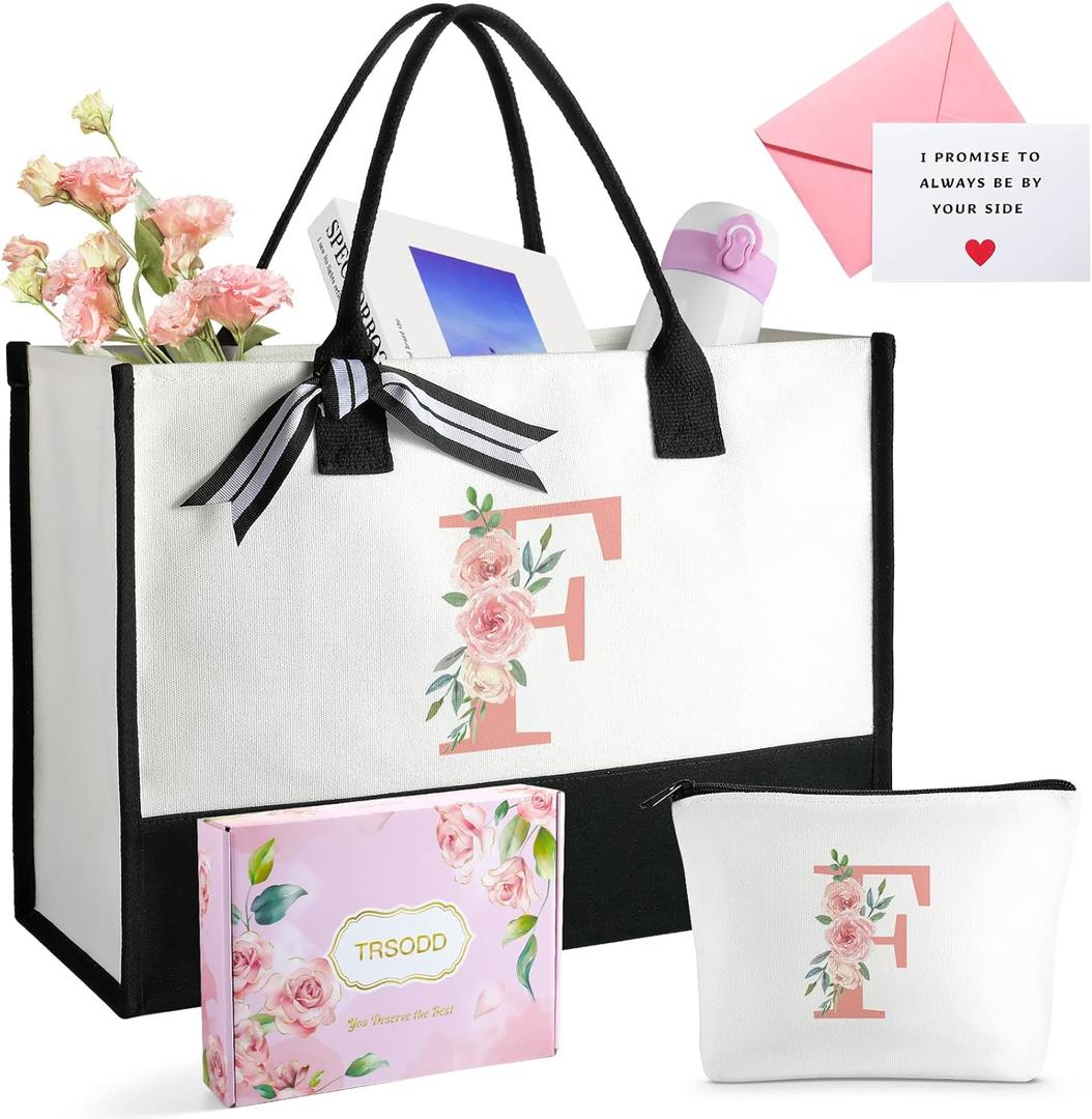 TRSODD Birthday Gifts for Women Mothers Day Gifts for Mom Wife Grandma Daughter Sister Friends Bridesmaid Teacher Appreciation Tote Bag and Makeup Bag