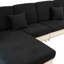 Couch Cushion Covers for Sectional Sofa L Shape Washable Separate Seat Chaise Couch Cover Stretch Sofa Slipcovers, Black, 30x60