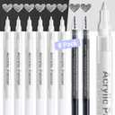AKARUED Acrylic White Paint Pen Fine Tip: 8 Pack 0.7mm Black White Paint Marker Pens for Wood, Water-Based Markers for Black Paper Metal Stone Plastic Writing, Opaque Ink (6 White +2 Black)