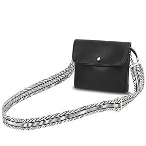 BBORGDC Black Leather Crossbody Bag, Black Travel Purse for Women, Dual-Layer Design, Phone Purse with Crossbody Strap, Daily Commute, Gift for Girls