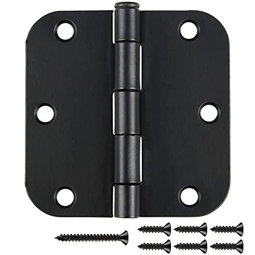 30 Pack Matte Black Interior Door Hinges Round 3.5" x 3.5 Inch 5/8"Radius Heavy-Duty Mat Hinge for Doors Standard Bedroom Work Office Door Hardware Removable Pin,Farm,Shed,Gate,Greenhouse Vent Window
