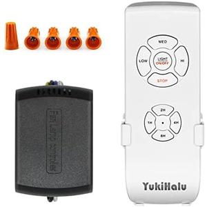 YukiHalu Ceiling Fan Remote Control Kit, Universal and Compact Size, Fan Speeds and Timings Control, Comply with UL1917