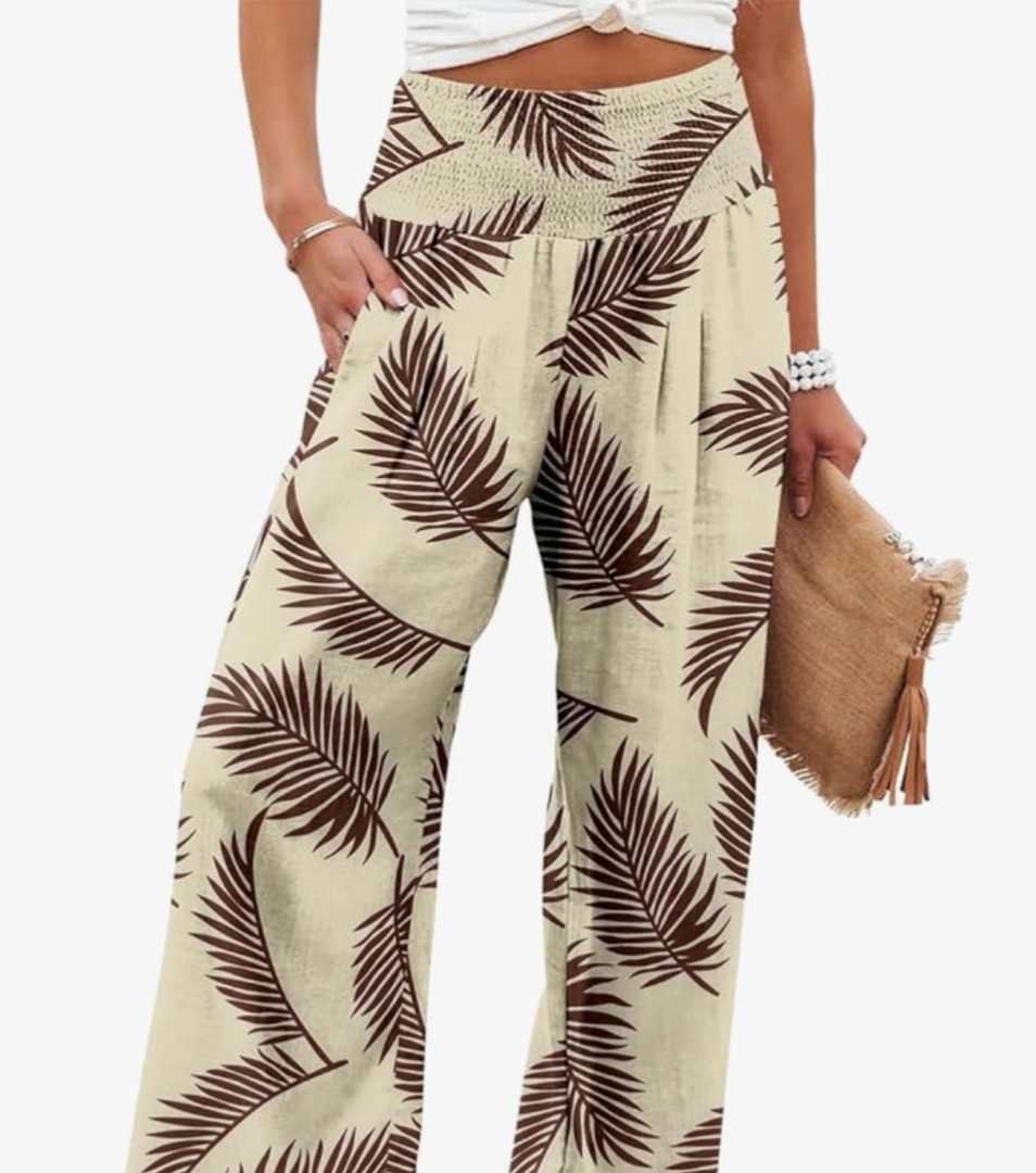 Angerella Womens Elastic High Waisted Palazzo Pants Casual Wide Leg Long Lounge Pant Trousers with Pocket XL