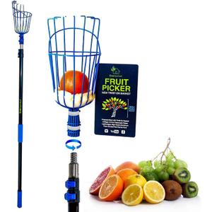 EVERSPROUT 4.5-to-12ft Durable Fruit Picker with 20+ Foot Reach  Telescoping Fruit Picker Pole, Lightweight Twist-On Fruit Picking Tool with Basket, Aluminium Extension Pole for Tree Fruit Harvesting