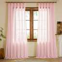 Pinch Pleated Sheer Curtains 96 Inch Length 2 Panels Set, Semi Voile Sheer Curtains for Bedroom Living Room Pinch Pleated Soft Touch Light Filtering Drapes(Deser flomor, 42 W x 96 L, 2 Panels)