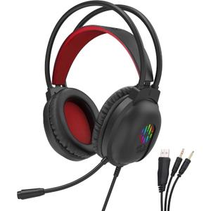 Redragon Wired Gaming Headset with Microphone, 203g Lightweight, RGB Backlit, 40mm Speakers, Noise Cancelling Mic, Soft Earmuffs, 3.5mm Jack Gaming Headphones for PC, Desktop (Black)