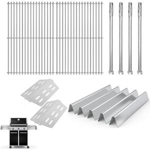 Grill Parts Kit for Weber Genesis 300 330 Series Genesis E330 E310 S310 S330 EP330 S320 E320 EP-310 EP-320 Grill Parts, Stainless Steel Genesis Grates Flavorizer Bars Grill Parts Kit, 4Pcs Burner Tube