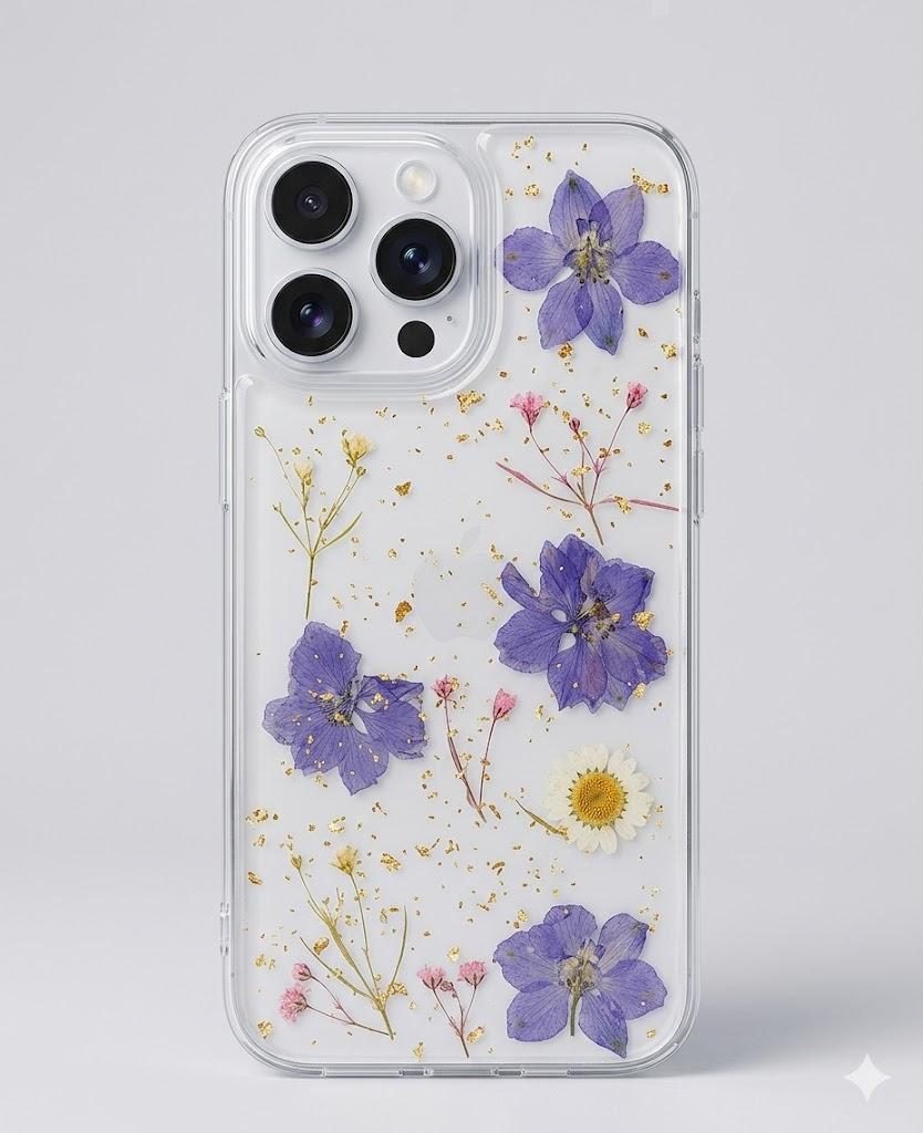 for iPhone 17 Pro Max Clear Case Boasting Pressed Natural Flowers Pattern, Cute Glitter White Floral Pattern Slim Soft TPU Protective Women Girl's Phone Cover 6.9Inch,
