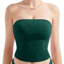 SUUKSESS Women Sexy Tube Top Summer Y2K Going Out Double Lined Basic Tank Top (Medium, Dark Green)