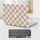 BYCeKe Compatible with MacBook Air 13.6 inch Case 2022-2025 M4 A3240 M3 A3113 M2 A2681,for Mac 13 M4 Checkered Textured Cream Plastic Hard Shell&Keyboard Cover for Mac Air 13.6 Laptop,Checkerd Neutral