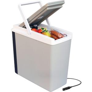 Koolatron Electric Portable Cooler Plug in 12V Car Cooler/Warmer, 18 qt (17 L), No Ice Thermo Electric Portable Fridge for Camping, Travel Road Trips Trucking with 12 Volt DC Power Cord, Gray/White.