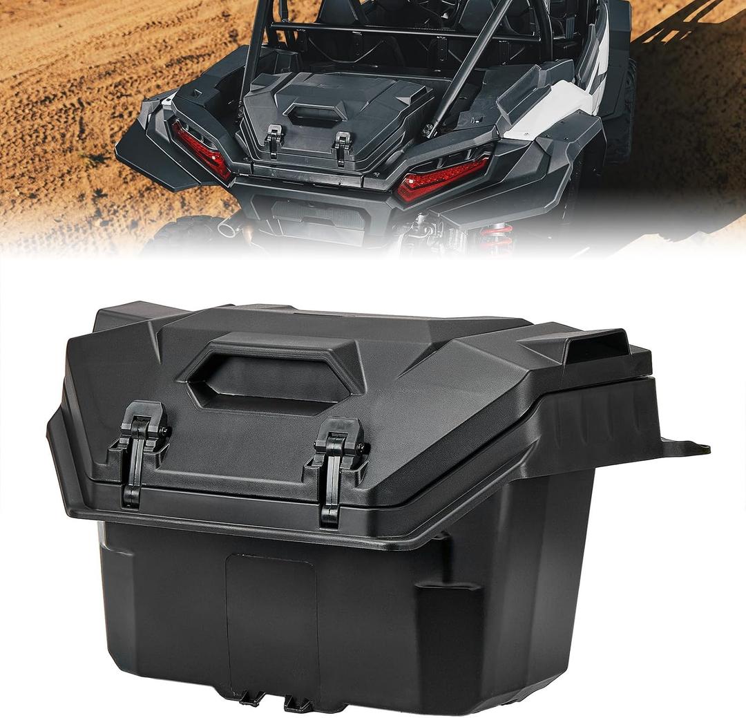 KEMIMOTO 2024/2025/2026 XP 1000 Rear Cargo Box 55QT Compatible with 2024/2025/2026 Polaris RZR XP 1000/4 Storage UTV Rear Bed Box Polypropylene Two Lockable Latches Replace 2884525