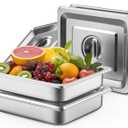 4 Pack Hotel Pans with Lids, 1/2 Size 2.5" Deep Stainless Steel Steam Table Pans 22 Gauge Anti Jam 12.8" L x 10.4" W Commercial Food Storage Containers Metal Pan