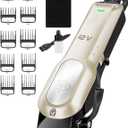 Dog Clippers for Grooming with 12V High Power Plug-in for Thick Heavy Coats Quiet, Pet Electric Professional Hair Grooming Clippers kit with 10 Metal Guard Combs Brush for Dogs Cats Pets (Gold)