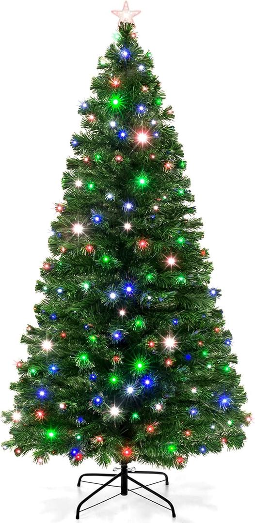 7'Pre-Lit Fiber Optic Christmas Tree Multicolor Lights - CM20572