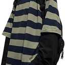 LAVASEON Harajuku Oversized Striped T-Shirt Long Sleeve Crew Neck Casual Matching Couple Streetwear Pullover Size M