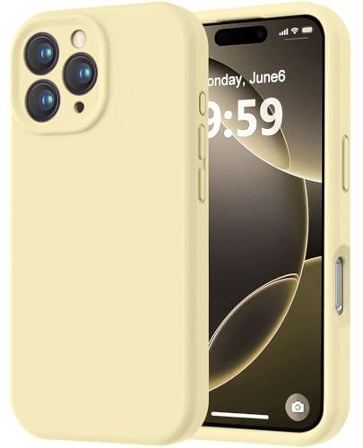 LOVE 3000 Designed for iPhone 16 Pro Max Case, Premium Silicone with [Soft Anti-Scratch Microfiber Lining] Shockproof Protective Phone Case for Men Women Girls 6.9", Creamy Yellow