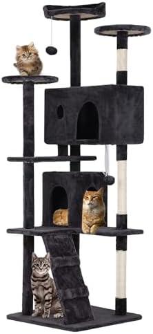 Amazon.com : FDW Cat Tree 70in Cat Tower Multi-Level Durable Cat Scratching Post & Cozy Fun Cat Jumping Platform Space Saving Cat Condo Pet Play House for Indoor Cats,Dark Gray : Pet Supplies