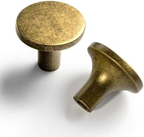 Goo-Ki Antique Brass Cabinet Knobs,1.3 Inch(32mm) Retro Brass Knobs for Dresser,Wardrobe,Cupboard,Vintage Zinc Alloy Kitchen Hardware,6 Pack