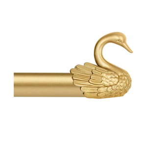 Gold Curtain Rods for Windows 48 to 84 Inch(4-7ft),1 Inch Adjustable Curtain Rod,Heavy Duty Window Rods,Decorative Swan Finials Drapery Pole, Telescoping Single Rod for Bedroom 36-88", Brass