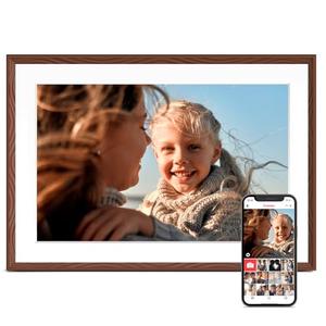 Digital Picture Frame, 10.1'' Frameo Digital Frame Wifi, 32GB Memory, 1280*800 HD Touch Screen Digital Photo Frame, Wall Mountable, Share Instantly, Birthday Gifts for Women, Mom Gift, Chocolate Brown