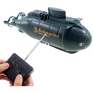 Tipmant Mini RC Nuclear Submarine Toy Remote Control Boat Electric Dive Fish Water Tank Kids Gifts (Blue)