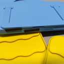 RESOVO Playing Cards Holders Stands Decks w/Foldable Tabletop Stand, 3 Layers Design for Poker UNO Cards, Playing Card Accessories, Set of 4 (2 Blue + 2 Yellow)