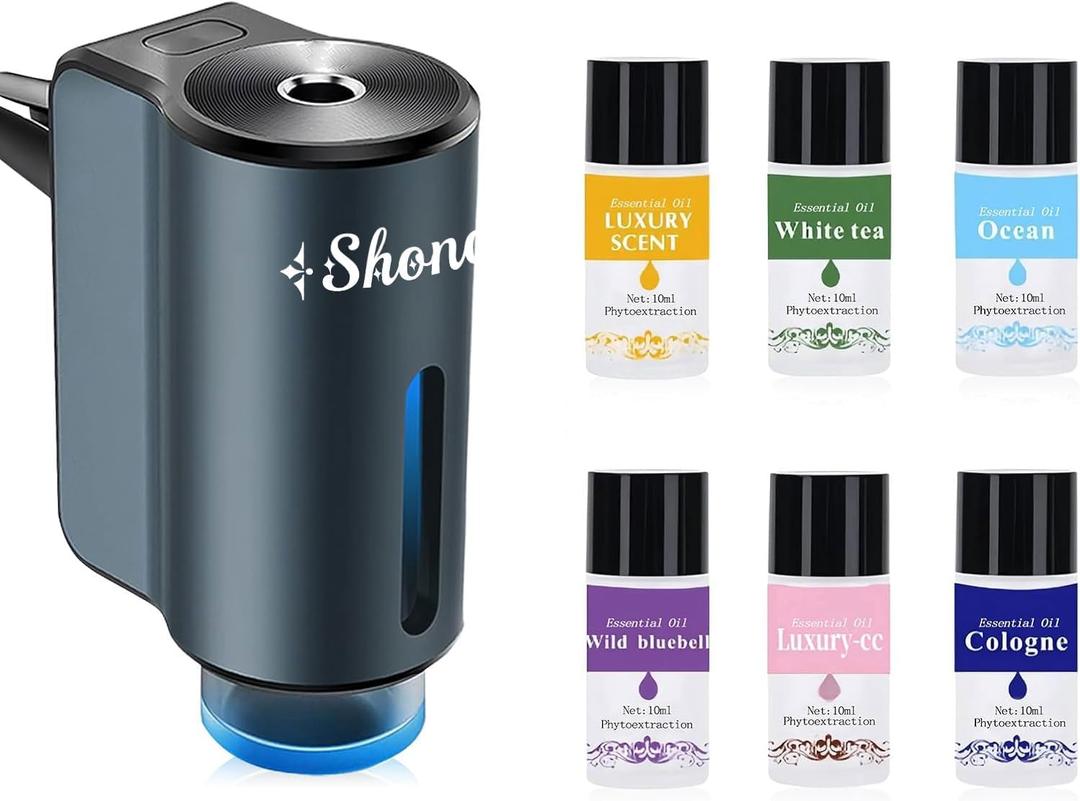 Smart Car Air Freshener Diffuser,Car Aroma Diffuser Air Freshener Spray Automatic with 6PCS Cologne Aromatherapy Oil (Grey)