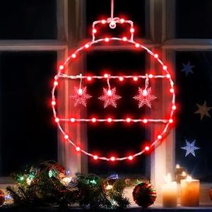 13.4x12 Inch Christmas Window Lights Decorations Iron Christmas Window Hanging Snowflake Lights Battery Powered Christmas Window Decor with Suction Cup for Xmas New Year Party Window Wall Door Glass