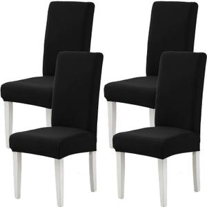 Black Chair Covers for Dining Room Set of 4 Pack Slipcovers High Back Chairs Cover Stretch Slipcover