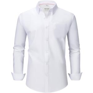 Men's Oxford Long Sleeve Shirts Button Down Collar Shirt Business Casual Dress Shirts with Pocket (XL)