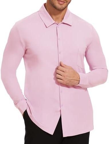 Demoking Rayon Dress Shirts for Men Formal Wedding Untuckit Shirts Long Sleeve Button Down, XXXL