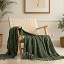 EverGrace Chenille Knit Throw Blanket for Couch, 50"x60", Olive Green