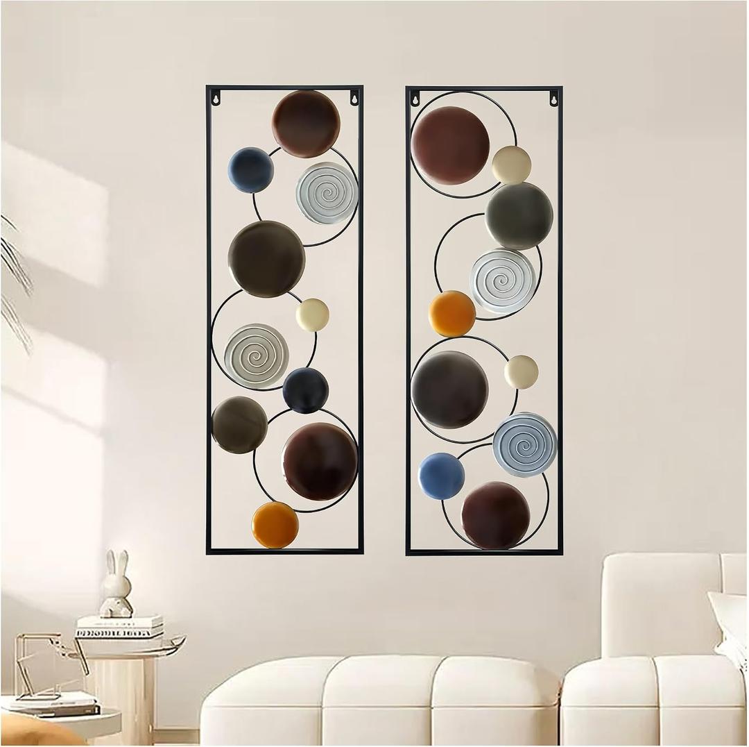 MGFDT wall art set of 2 Panels, 38*12 Modern Metal Wall Art for Dining Room, Abstract Wall Decor for Bedroom, Minimalist Wall Sculpture for Living Room Artistic Focal Point for Home Walls